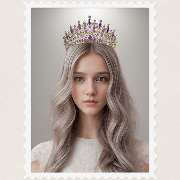 Crown for Women and Girls, Bling AB Tiara Hair Jewelry, Wedding Bridal Headpiece